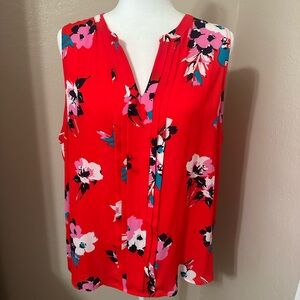 Floral Red Sleeveless Top